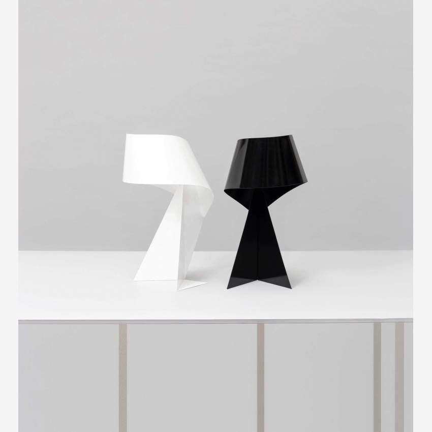 Lámpara de mesa pequeña 36cm de metal blanco