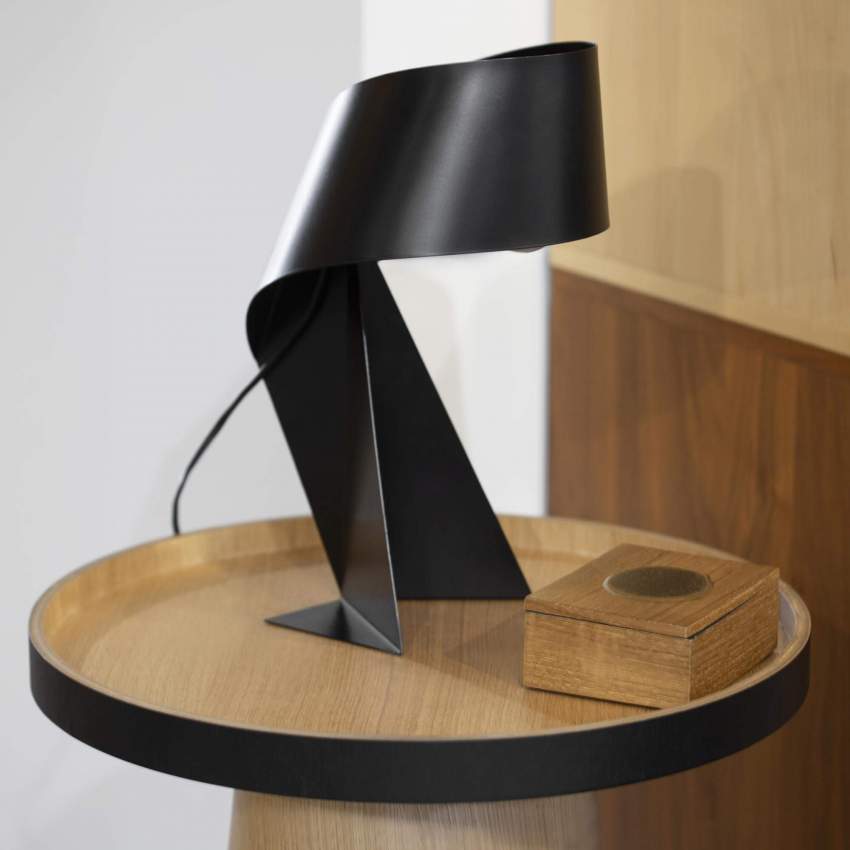 Lampada da tavolo in metallo - Nero - 36 cm