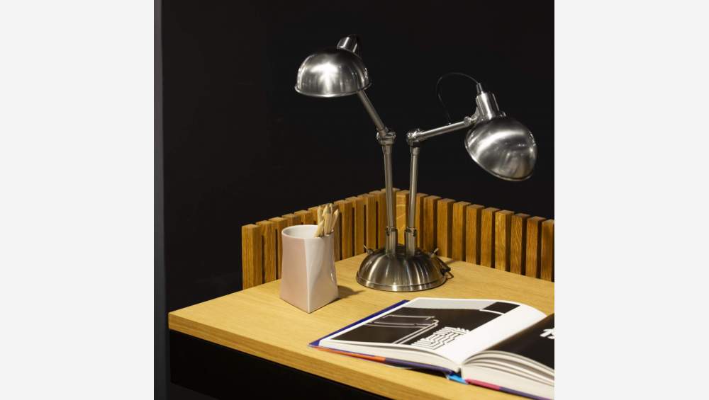 Schreibtischleuchte aus Stahl, silberfarben