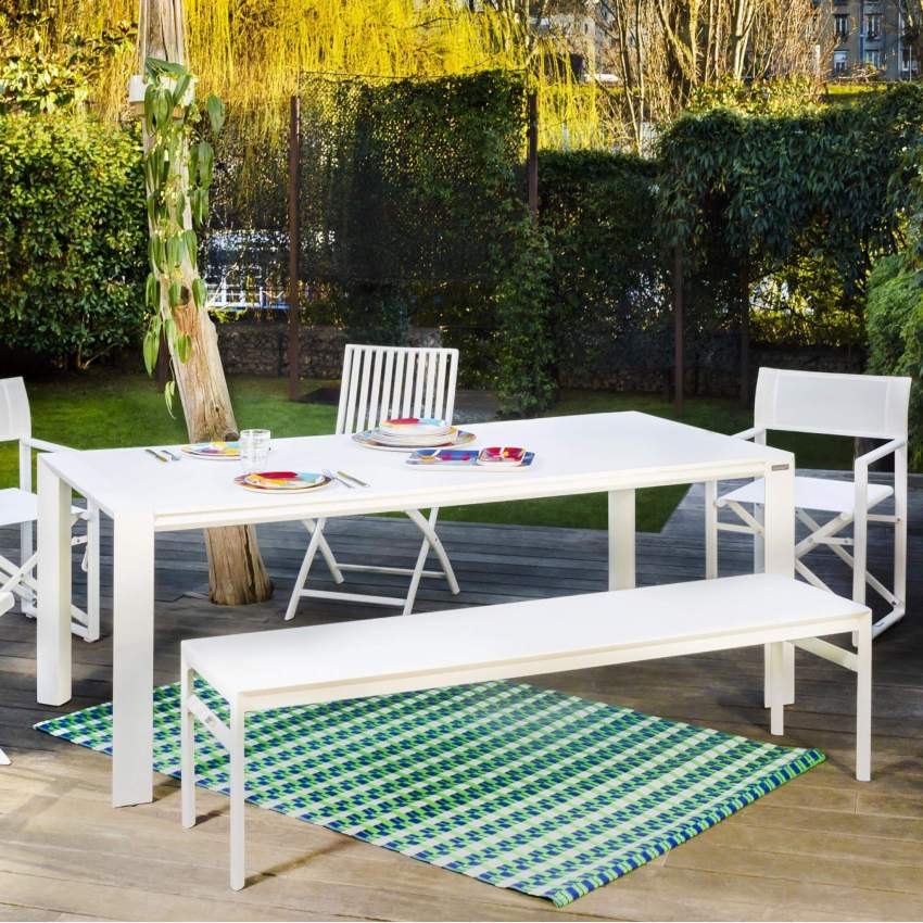 Tavolo da giardino rettangolare in alluminio laccato bianco