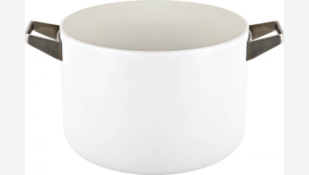 Marmite avec couvercle 22 cm en aluminium extérieur blanc et revêtement intérieur céramique