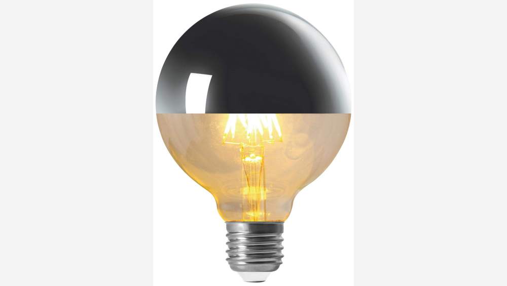 Lâmpada globo LED G95 E27 topo prateado - 8W - 2200K
