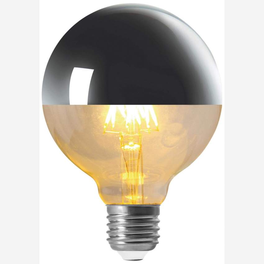 Kugelförmiges LED-Leuchtmittel G95 E27 mit silberfarbener Kappe - 8 W - 2200 K