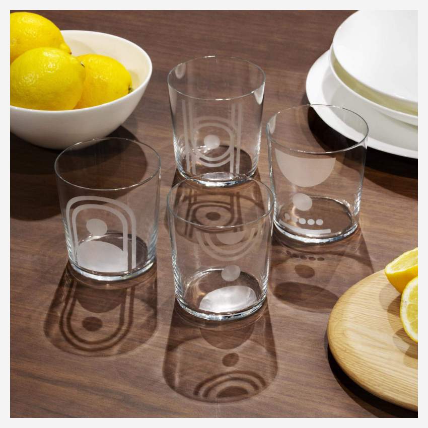 Bicchiere basso in vetro - Pattern 5 punti di Floriane Jacques