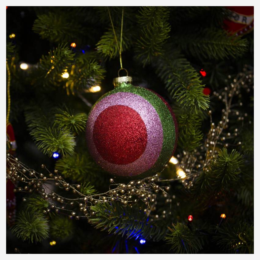 Kerstdecoratie - Glazen bal om op te hangen - 10 cm - Multicolor