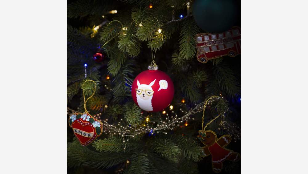 Decoração de Natal - Bola lama de vidro para pendurar - Vermelho