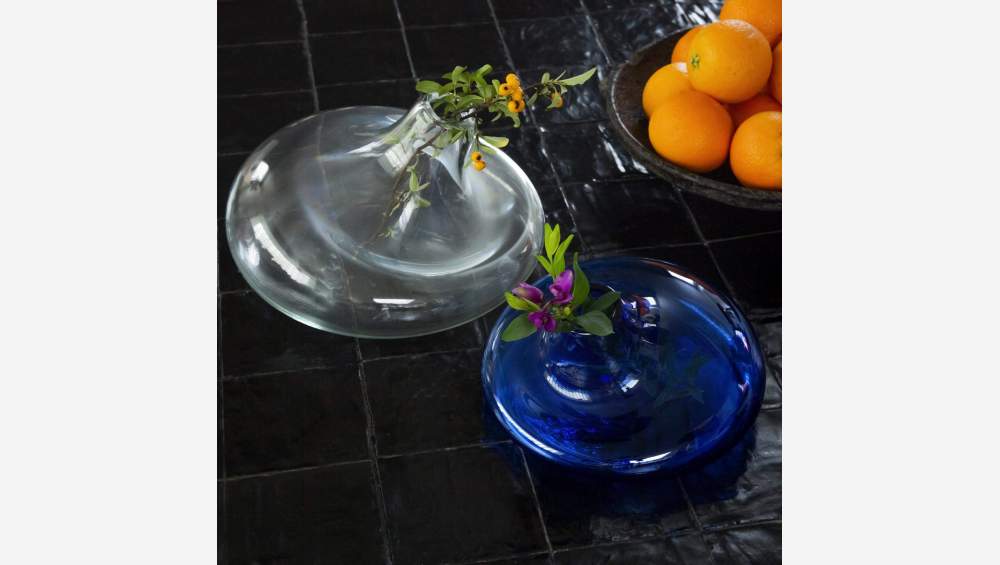 Vase en verre soufflé bouche - Transparent - 13,5 cm