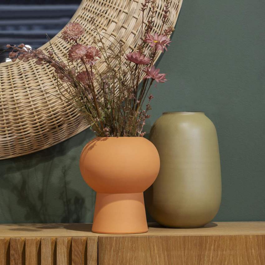 Vase aus Sandstein - 20 cm - Orange