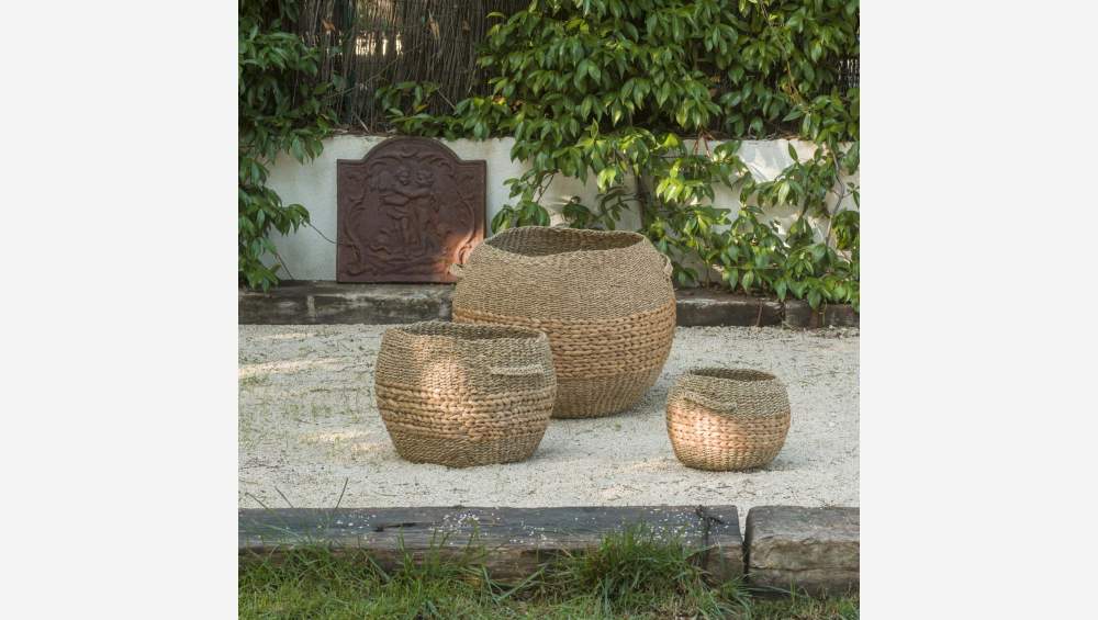 Korb aus Seegras und Wasserhyazinthe mit Henkeln - 56 x 50 cm