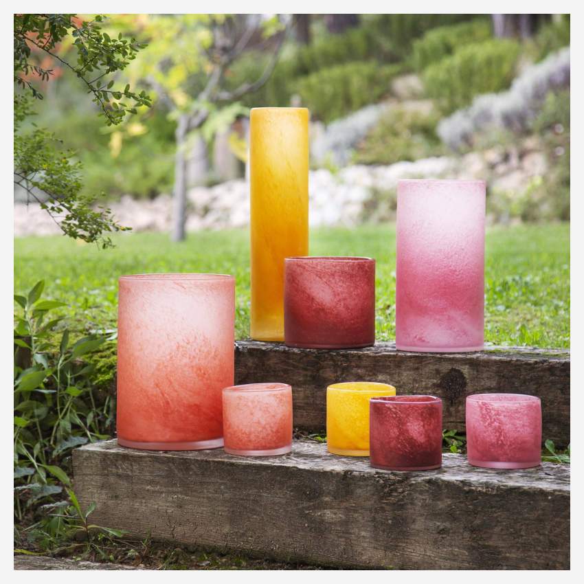 PENINSULE/GLASS CANDLE HOLDER PINK S 