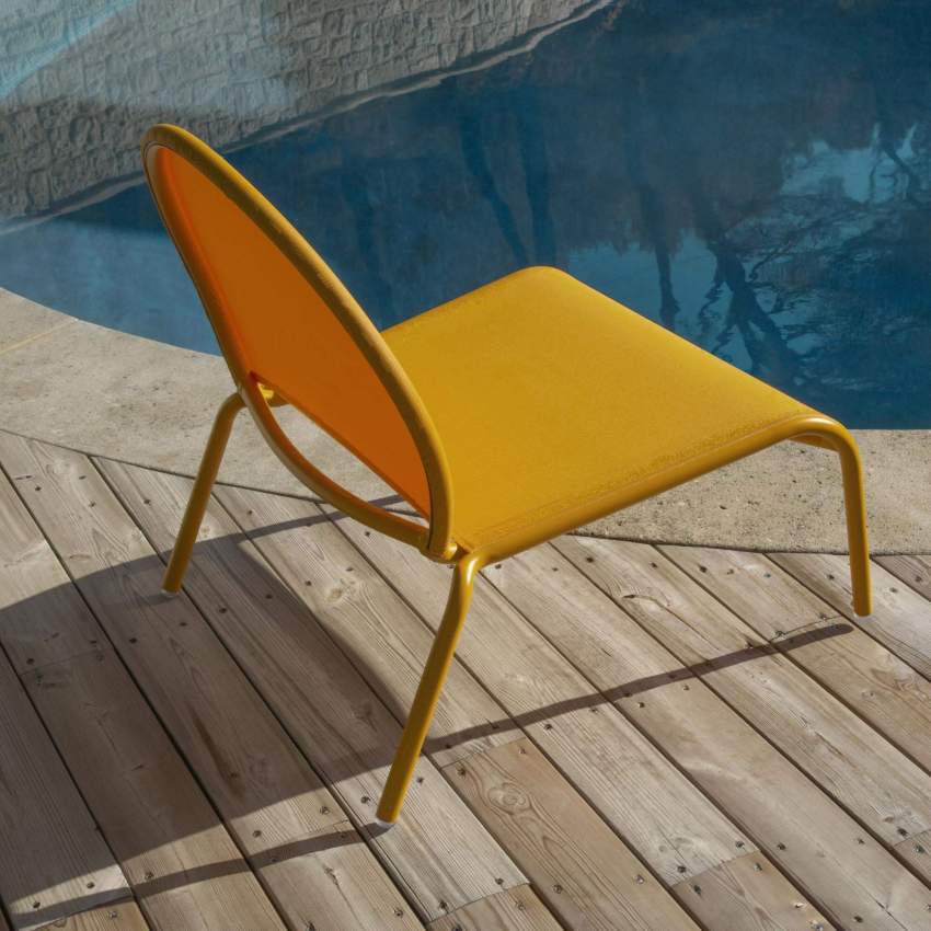 Cadeira lounge em alumínio e textileno - Amarela