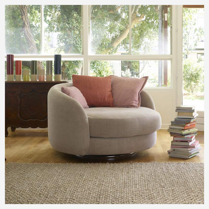 Rundes, drehbares Sofa aus Stoff - Beige