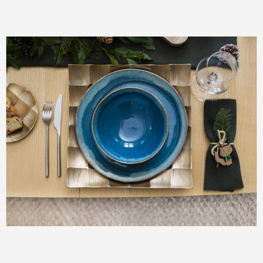 Assiette plate en grès - 27 cm - Bleu