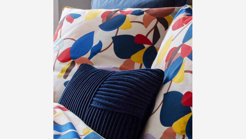 Cuscino in velluto di cotone a corda - 35 x 50 cm - Blu