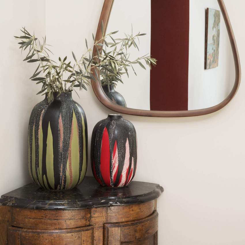 Ovale spiegel van eikenhout - 65 x 80 cm - Donker hout