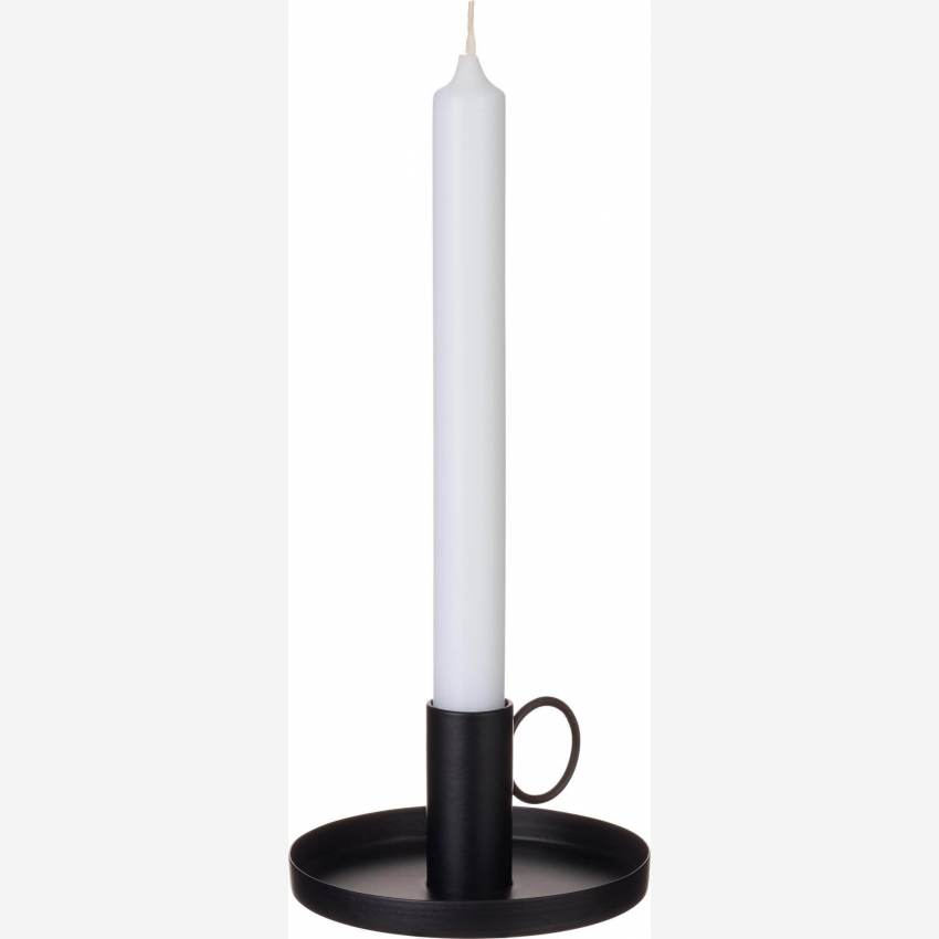 Kerzenhalter aus Metall, schwarz, mit Henkel