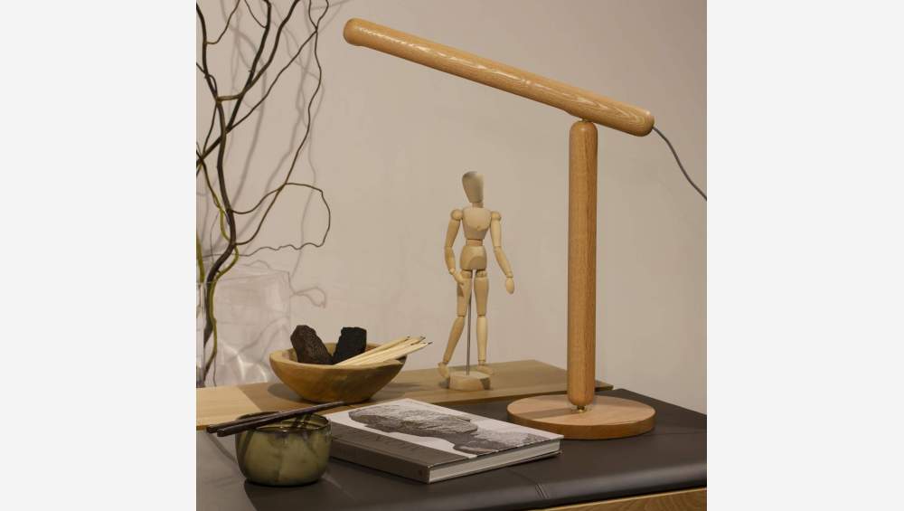 Lampe de bureau 48cm en chêne - Design by Florent Coirier