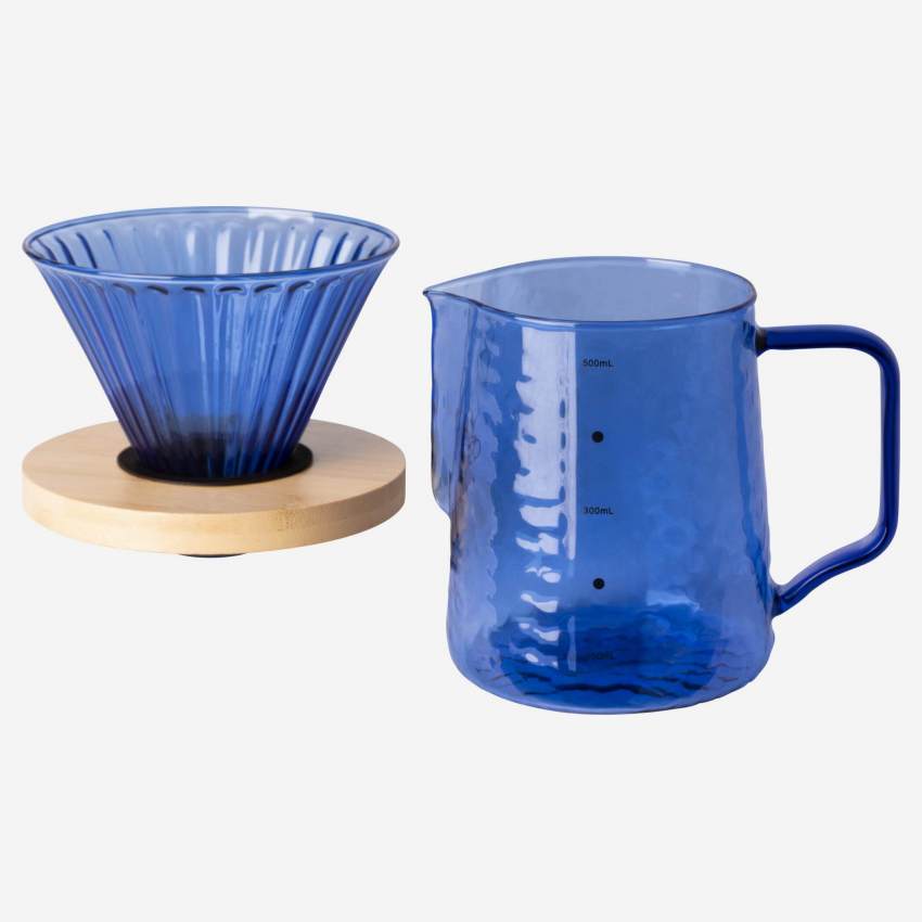 Cafetera de vidrio - 550 ml - Azul