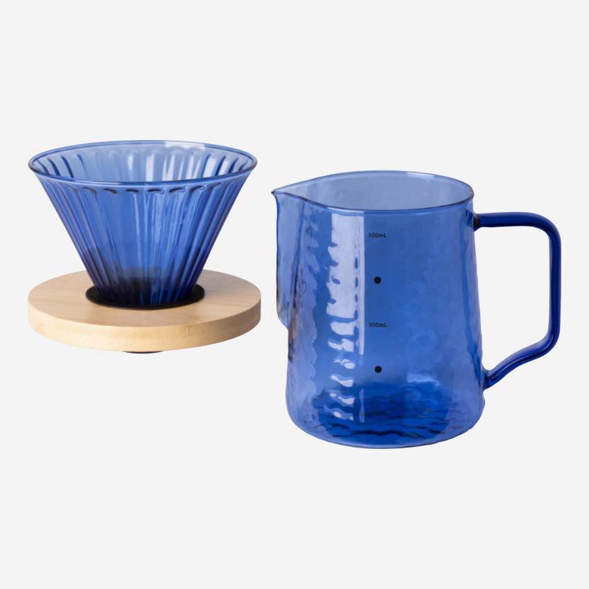 Cafeteira em vidro - 550 ml - Azul