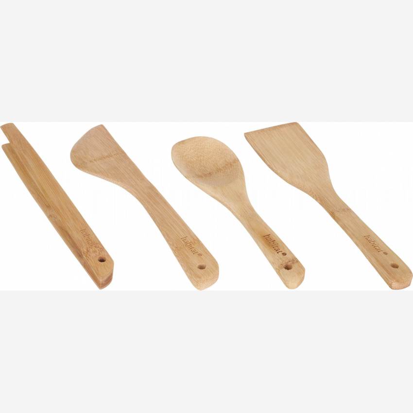 Lote de 4 utensilios de cocina de bambú