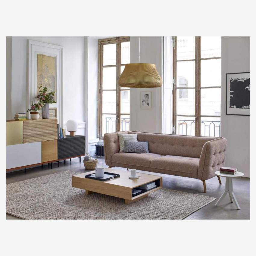 2-Sitzer-Sofa aus Bellagio-Stoff - Morgenrot - Eichenfüße