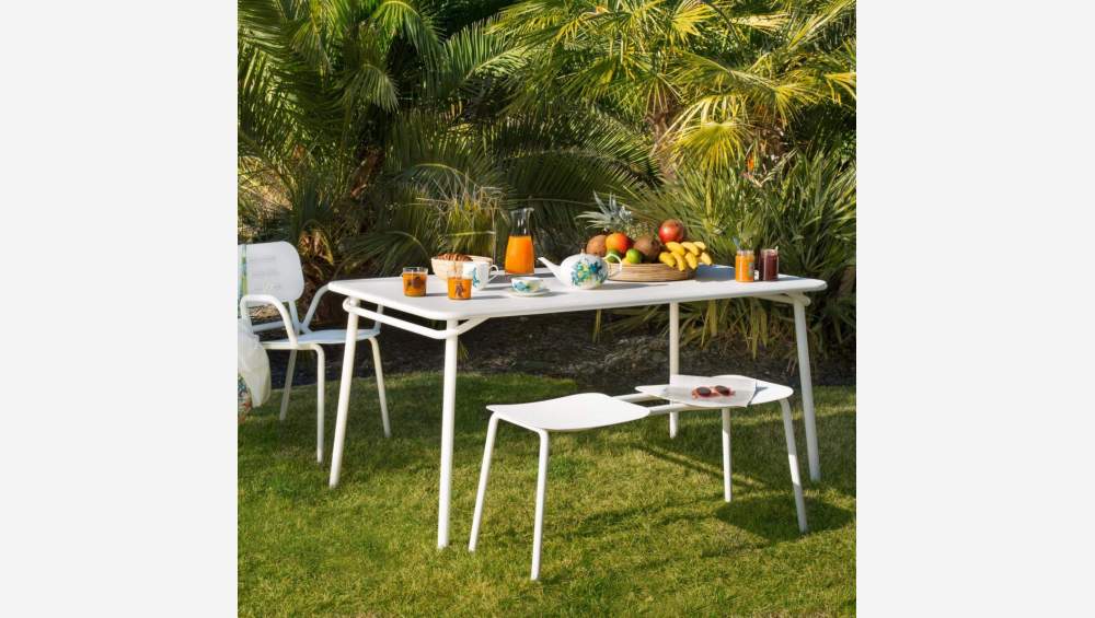 Tavolo da giardino rettangolare in acciaio bianco