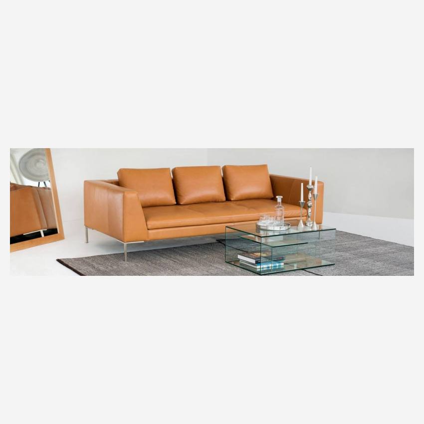 3-Sitzer-Sofa mit Chaiselongue links aus Vintage-Leder - Cognacbraun