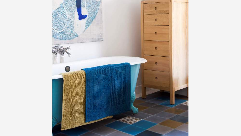 Tapete casa de banho 80 x 60 cm - Algodão azul