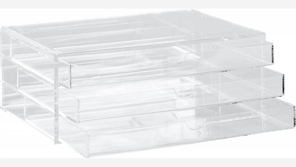 Box mit 3 Schubladen aus Acryl, transparent
