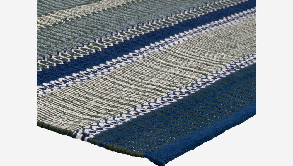 Alfombra de algodón tejida a mano - 170 x 240 cm - Verde y azul