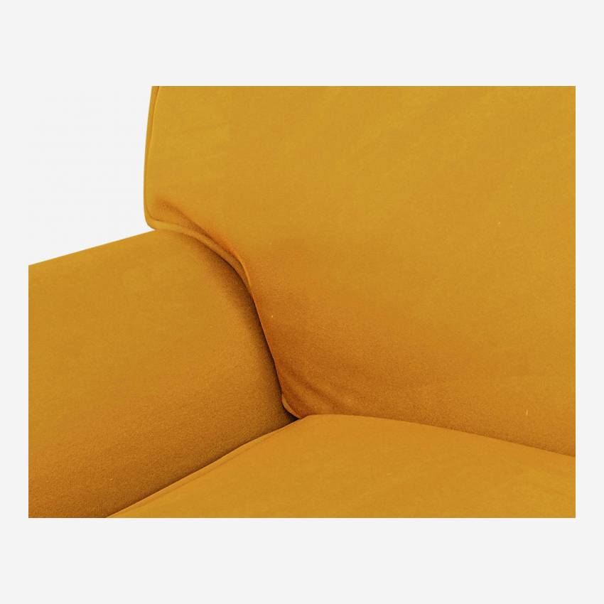 Sofá-cama de 3 lugares em veludo - Cama de 160x200 cm - Amarelo mostarda