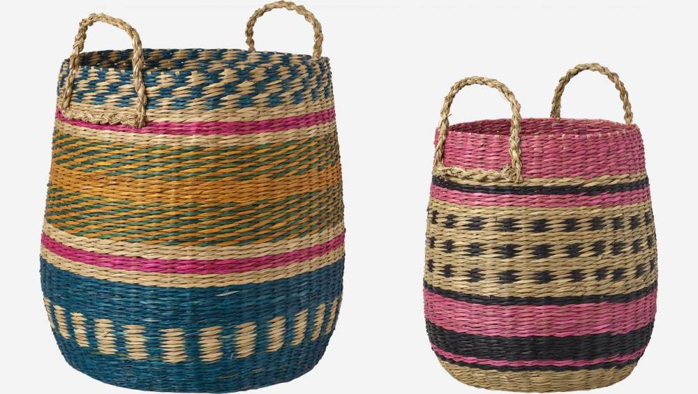 Conjunto de 2 cestos de arrumação em junco-do-mar - Multicolor