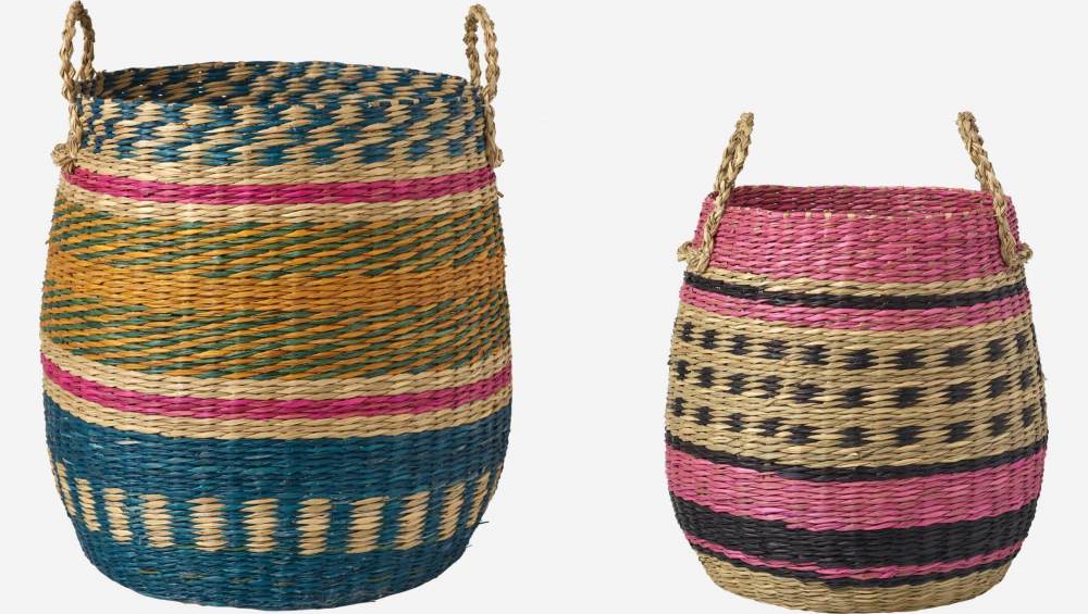 Conjunto de 2 cestos de arrumação em junco-do-mar - Multicolor