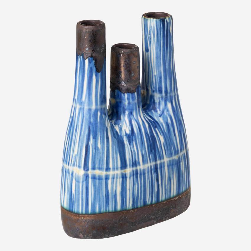 Vase mit 3 Hälsen aus Sandstein - Blau