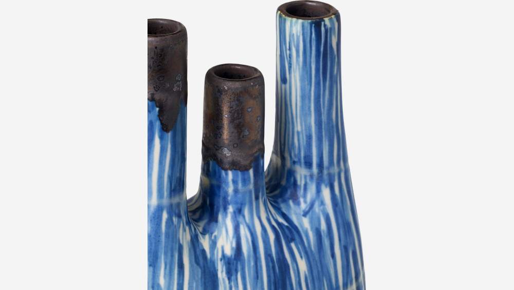 Vase mit 3 Hälsen aus Sandstein - Blau