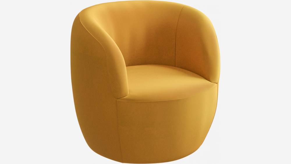 Fauteuil en velours - Jaune moutarde