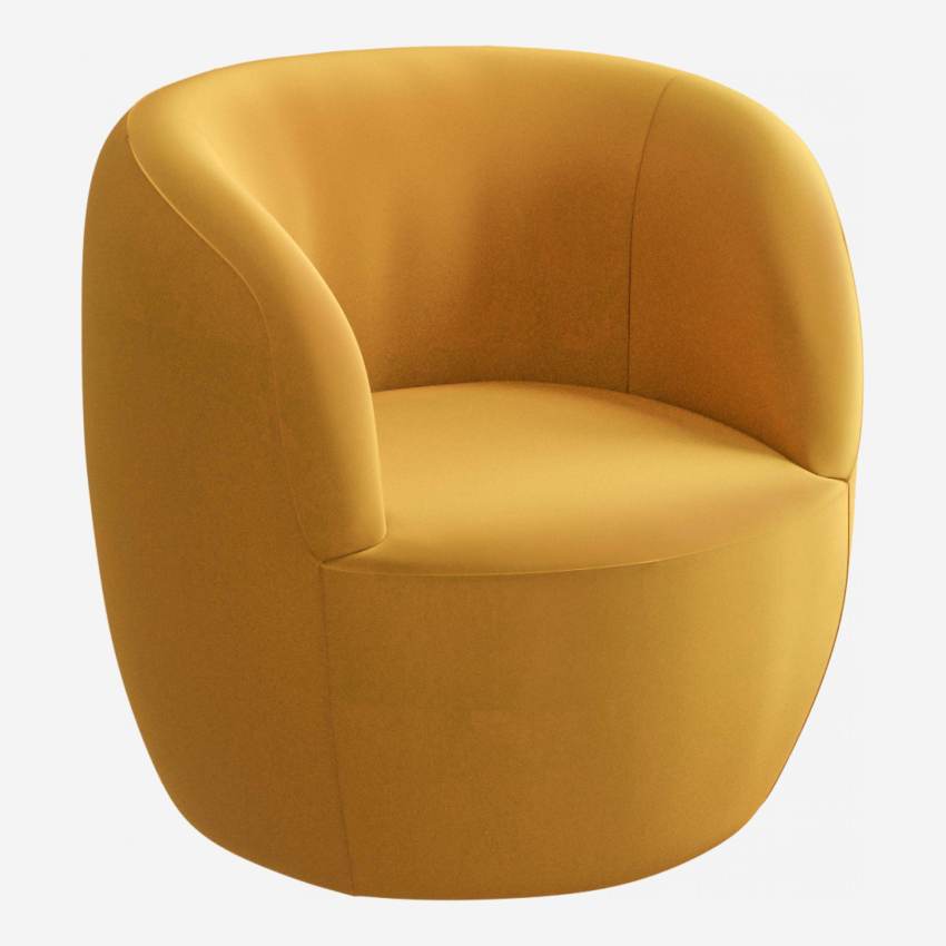 Fauteuil en velours - Jaune moutarde