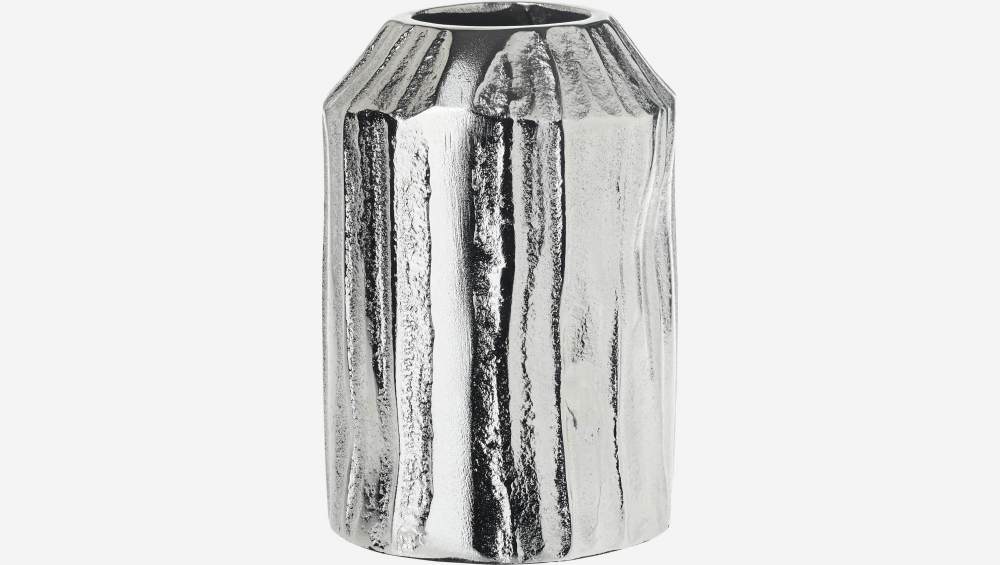 Vase aus Aluminium - 10 x 14,5 cm - Silberfarben