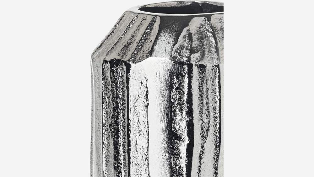 Vase aus Aluminium - 10 x 14,5 cm - Silberfarben