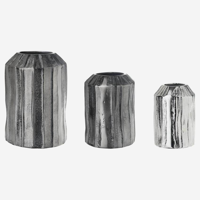 Jarrón de aluminio - 10 x 14,5 cm - Plateado