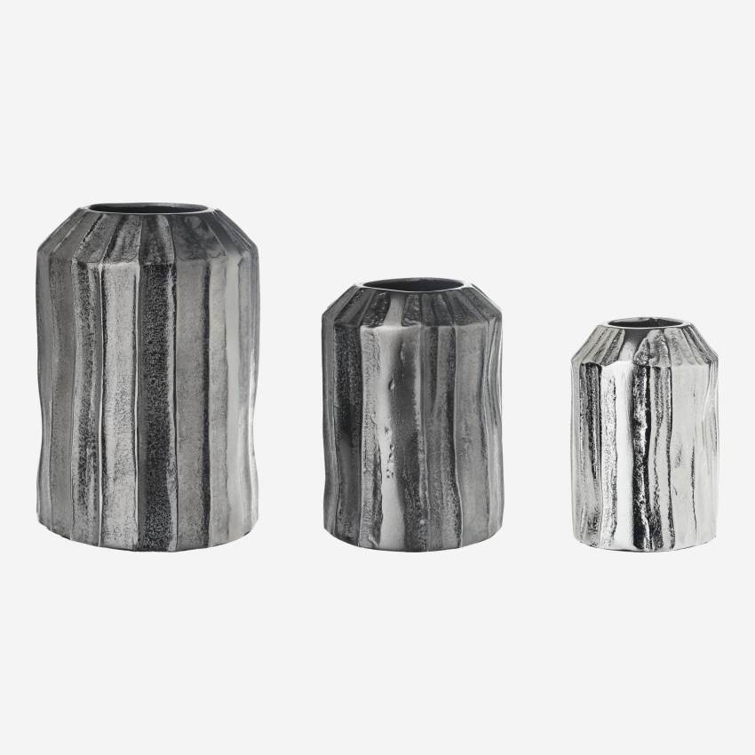 Jarrón de aluminio - 10 x 14,5 cm - Plateado