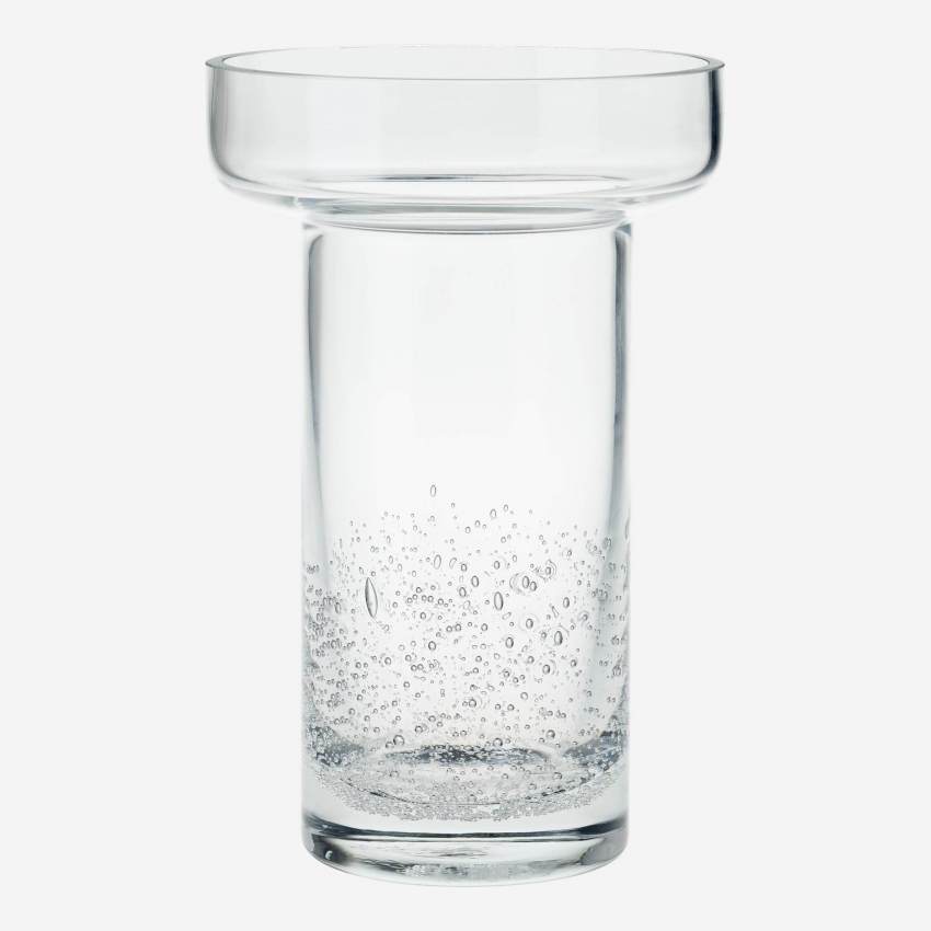 Vaas met bellen van geblazen glas - 15 x 23 cm - Transparant