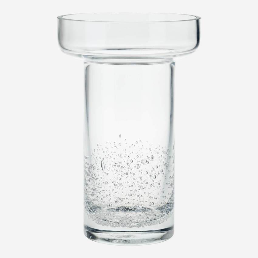 Vase mit Kugeln aus mundgeblasenem Glas - 15 x 23 cm - Transparent