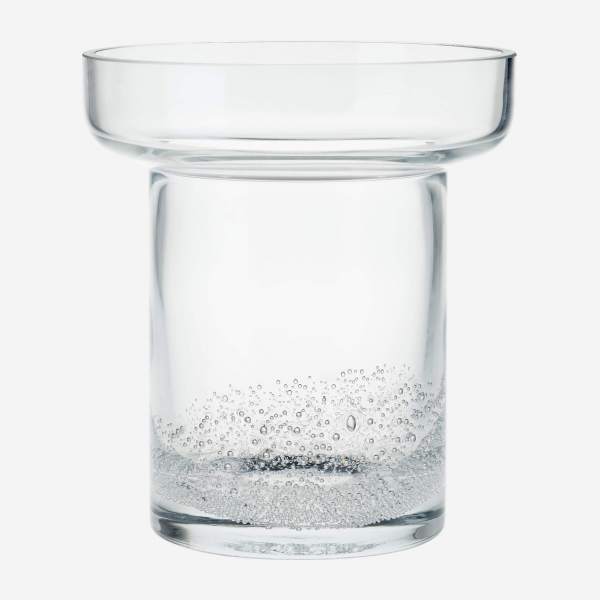 Vase mit Kugeln aus mundgeblasenem Glas - 18 x 20 cm - Transparent