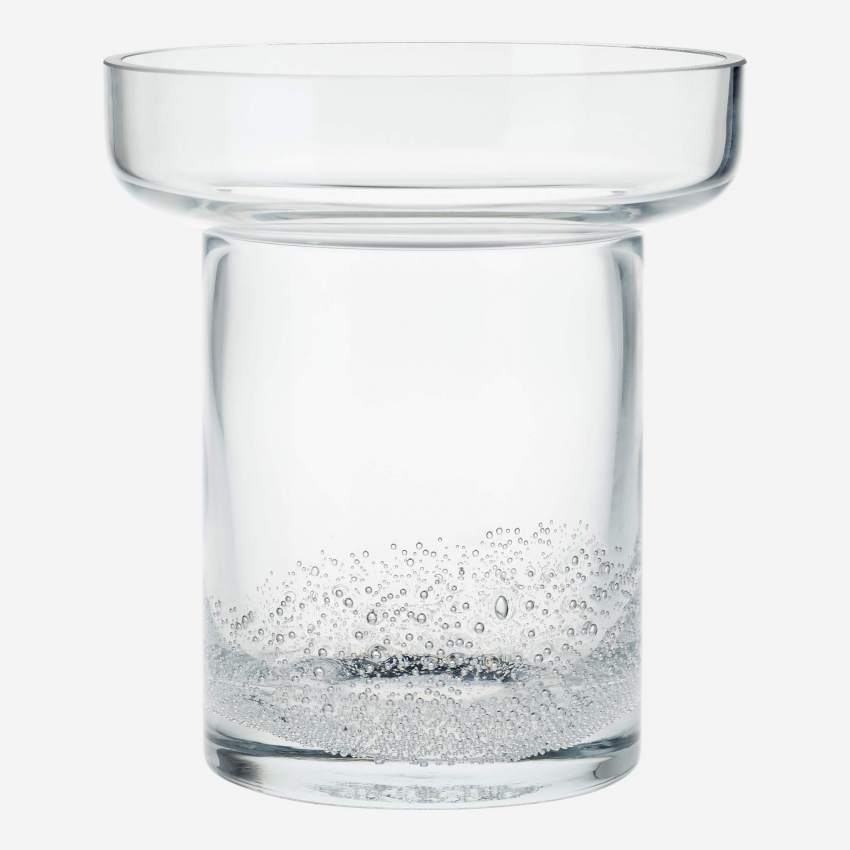 Jarra com bolinhas em vidro soprado - 18 x 20 cm - Transparente