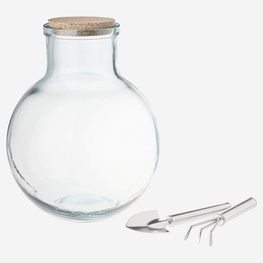 Kit terrário de vidro reciclado - 8L - Transparente