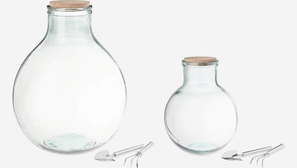 Kit terrarium van gerecycled glas - 8L - Transparant