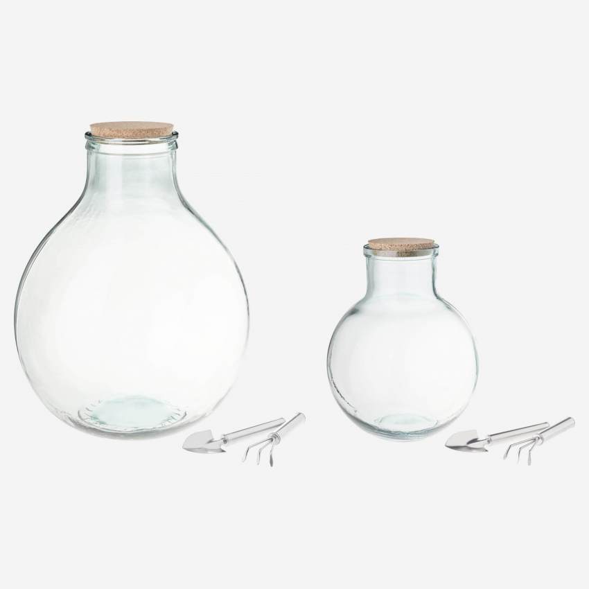 Terrarium-Set aus Recyclingglas - 8 L - Transparent