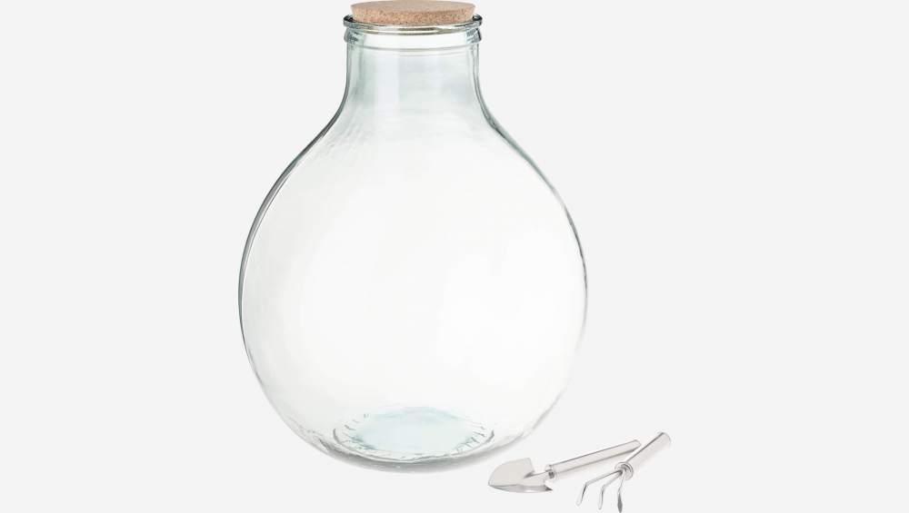 Kit terrário de vidro reciclado - 25L - Transparente