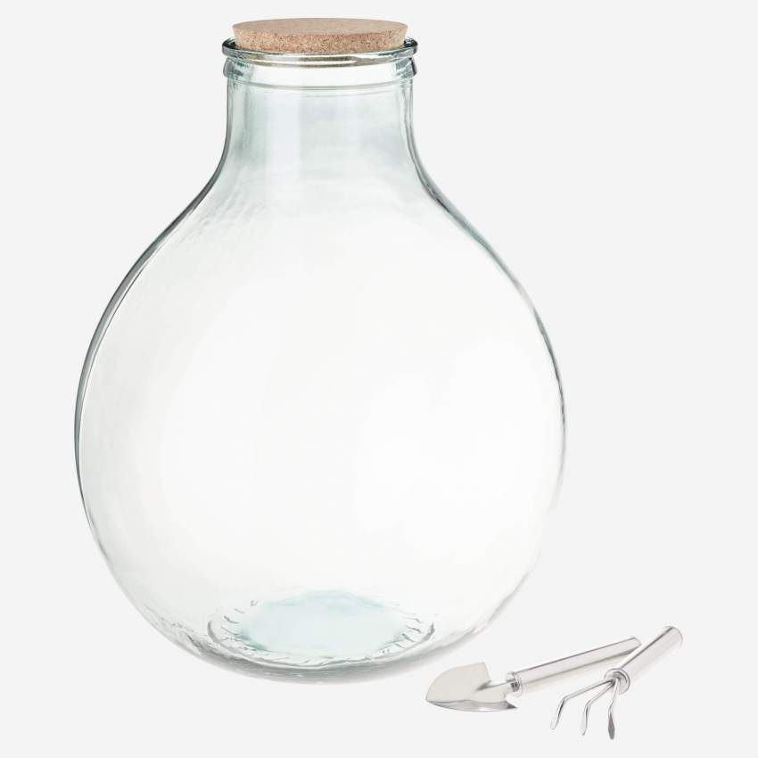 Kit terrarium de vidrio reciclado 25L - Transparente
